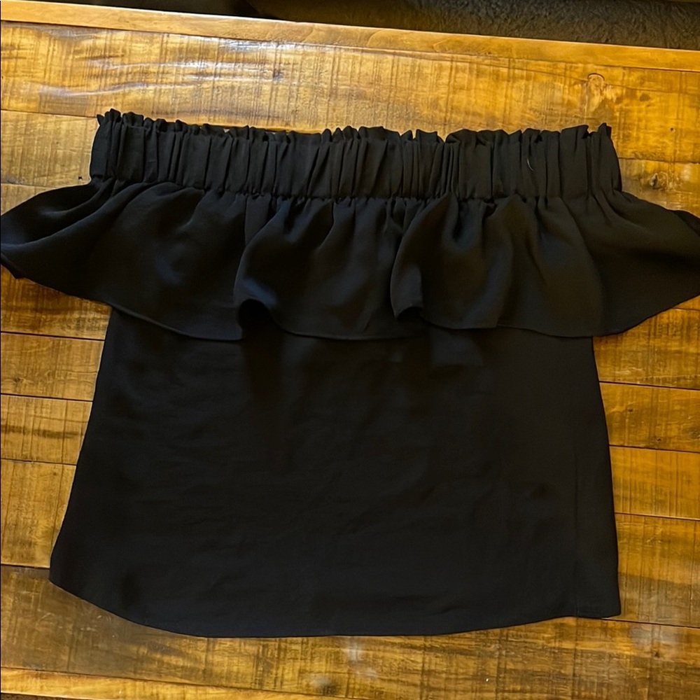 Express Black Off-Shoulder Ruffle Top